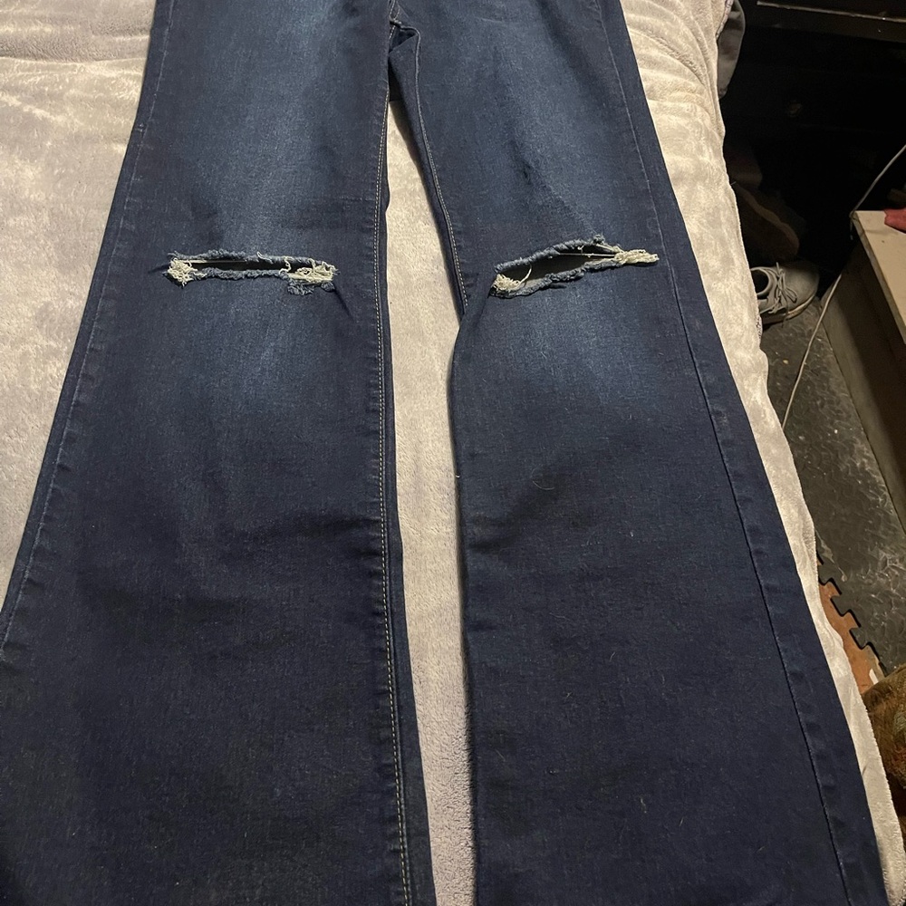Vibe and rant Dark Blue Distressed Jeans